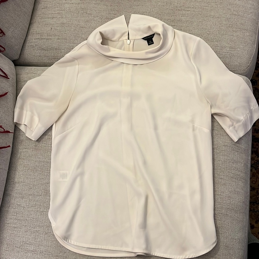 Ann Taylor white blouse size xs semi sheer